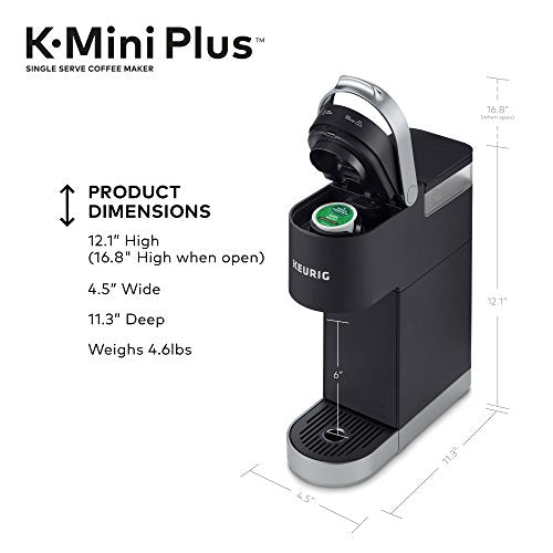 Keurig K-Mini Plus Single Serve K-Cup Pod Coffee Maker, with 6 to 12oz Brew Size, Stores up to 9 K-Cup Pods, Travel Mug Friendly, Cool Aqua - color: Cool Aqua