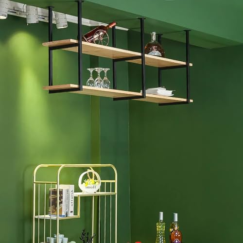 Floating Shelves，Ceiling Shelf Brackets 2 Layer，Wall-Mounted Decorative Rack for Bar Restaurant，Hanging，Easy to Install(Size:80 * 30 * 60cm(31 * 12 * 24IN)) - size: 80*30*60cm(31*12*24IN)