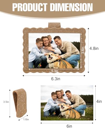 COOLYOUTH 2Pcs Car Picture Frame Car Visor Clip Picture Holders Leather Magnetic Photo Frames with Clip (2, Cloth-Khaki) - color: Cloth-Khaki