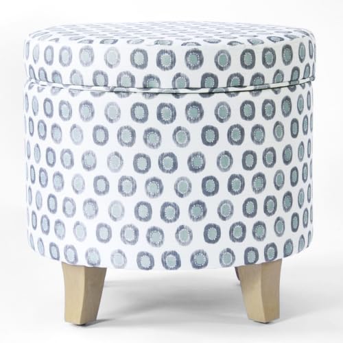 HomePop 19" Round Storage Ottoman - Green Medallion Ikat Print - color: Small Green Medallion Ikat Print