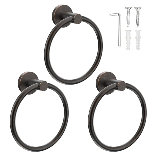 SetSail Towel Holder Stainless Steel Towel Ring for Bathroom Wall Screw-in Hand Towel Holder 3 Packs Towel Hanger for Bathrooms Oil Rubbed Bronze - color: Oil Rubbed Bronze, size: 3 packs