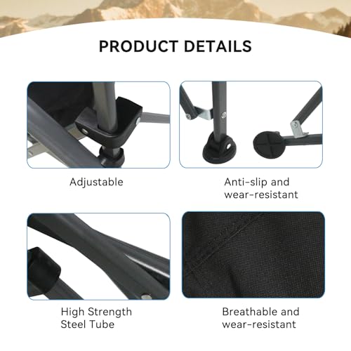 Portable Camping Chairs- Lightweight,Outdoor Chair with Side Pockets & Cup Holder,Heavy Duty Support 500 LBS Oversized Foldable Camping Chair for Adults,Fishing,Hiking,Picnic,Beach Patio,Sport