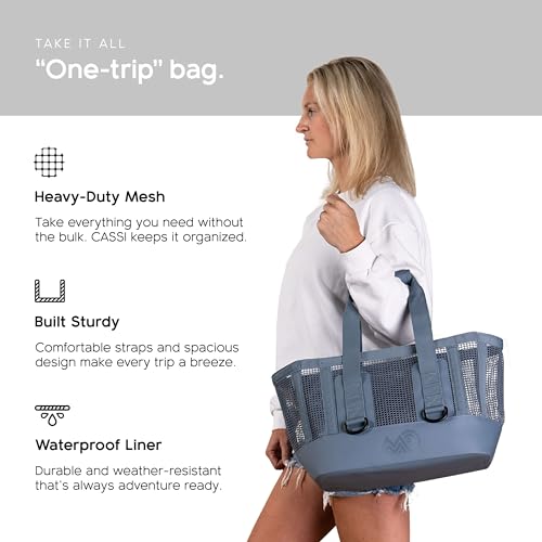 MISSION Boat Gear CASSI Heavy-Duty Outdoor Tote and Waterproof Marine-Grade Mesh Boat Bags - color: Steel Blue, size: 23 Liter