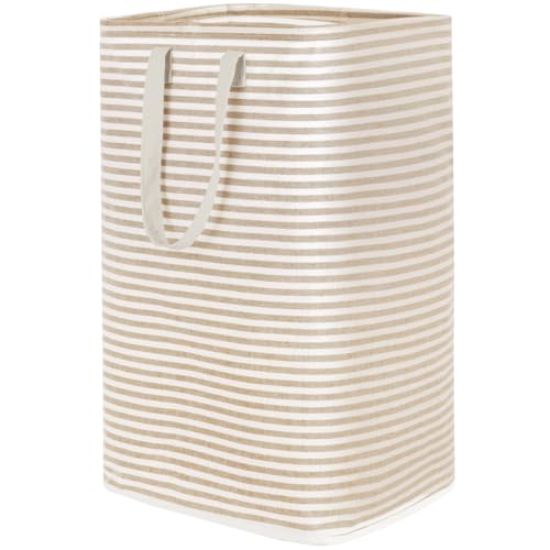 Lifewit 1 Pack Laundry Basket 80L Each, Collapsible Clothes Hamper with Reinforced Handles, Freestanding Waterproof Design for Bedroom and Laundry Room, Beige 80L Total - color: Beige, size: 80L