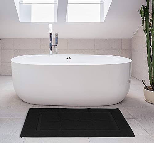 Utopia Towels Cotton Banded Rug, Bath Mats, Not a Bathroom Rug, 21 by 34 Inches, 100% Ring Spun Cotton, Highly Absorbent Shower Bathroom Floor Mat, Black, 2 Pack - color: Black