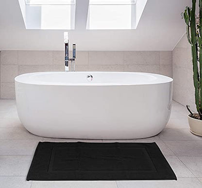 Utopia Towels Cotton Banded Rug, Bath Mats, Not a Bathroom Rug, 21 by 34 Inches, 100% Ring Spun Cotton, Highly Absorbent Shower Bathroom Floor Mat, Black, 2 Pack - color: Black