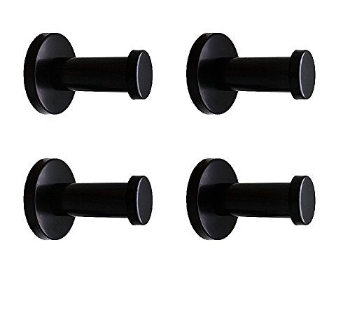 Classic Black Stainless Steel Single Super Heavy Duty Wall Mount Hook, Bath Towel Hooks, Coat Hanger (2", 4 PCS)