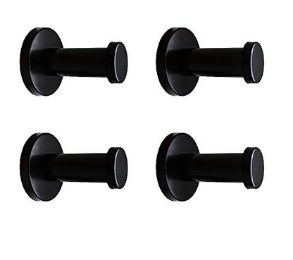 Classic Black Stainless Steel Single Super Heavy Duty Wall Mount Hook, Bath Towel Hooks, Coat Hanger (2", 4 PCS)