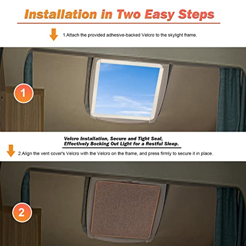 RV Roof Vent Skylight Insulator Window Cover, Sun Blackout Fabric for Camper (16 x 16 inch)- Brown - color: brown