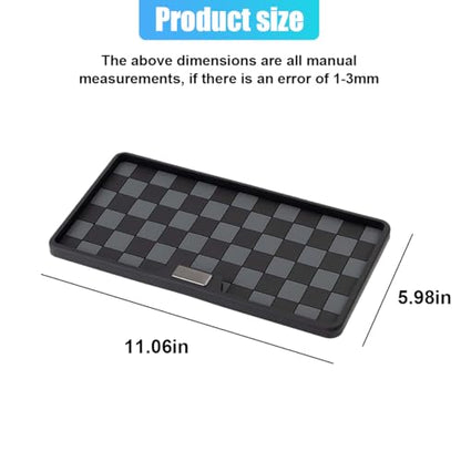 Car Dashboard Non-Slip Mat, PVC Grid Multifunctional Auto Storage Tray, Universal Vehicle Organizer Sticky Gripping Pad for Smartphone, GPS, Keys, Sunglasses, Number Plate (Black Grey)
