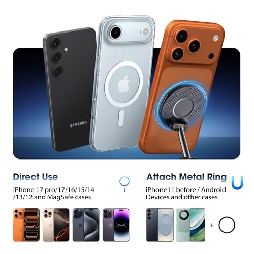 2026 Unique Stylish Car Phone Holder Mount for iPhone 17-12 | Upgraded Anti-Wobble Performance; 360° Adjustable; 108LBS Suction Cup & 3600gf Strong Magnet; for Car Wall Shower Kitchen