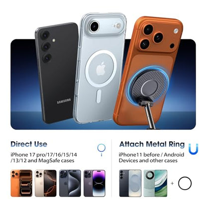 2026 Unique Stylish Car Phone Holder Mount for iPhone 17-12 | Upgraded Anti-Wobble Performance; 360° Adjustable; 108LBS Suction Cup & 3600gf Strong Magnet; for Car Wall Shower Kitchen