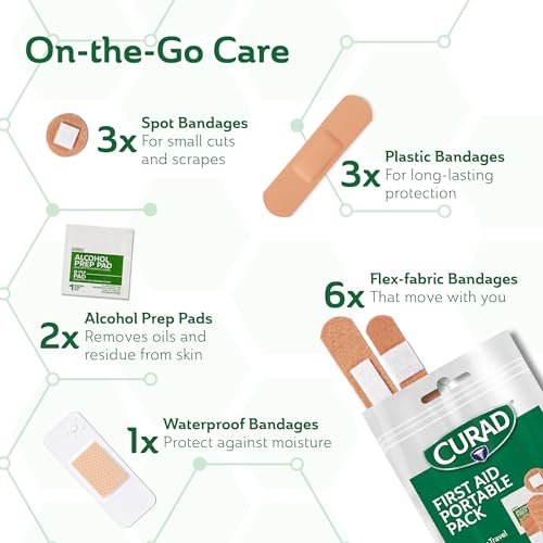 CURAD First Aid Portable Pack |15 - Count On-the-Go Essentials |12 Packs - size: 15 Count (Pack of 12)