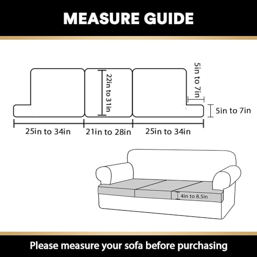 PrinceDeco Stretch T Cushion Sofa Slipcovers 3 Piece Sofa Couch Cover for 3 Cushion Sofa Seat Cover with Elastic Bottom Pets Friendly Jacquard Small Checked,Cyan - color: Sage, size: 3 Cushion Sofa