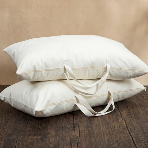2 Pack 100% Cotton 20"x 36" White Canvas Travel Pillow Storage Bag with Handles for Home Travel White Beddings Comforters Blankets Saree Linens Organizer Thick Soft Breathable Closet Bags - color: White, size: 20"x 36"