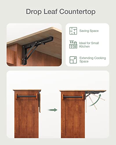 Qsun Kitchen Island with Drop Leaf and Storage, on Wheels Two Drawers, Large Storage Cabinet, Towel Rack Spice Cart Brown - color: Brown