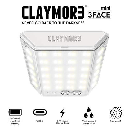 CLAYMORE 3Face Mini (Dark Gray) - Lightweight and Portable LED Area Light for Outdoors, Camping, Tent, Emergency, and Industrial Use. Rechargeable Lantern with USB-C, Up to 60 Hours Battery Life. - style: Dark Gray (3Face)