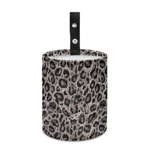 Renewold Leopard Gray Car Trash Can Bin Automotive Front Back Seat Garbage Cans Vehicle Trash Bag with Adjustable Button Straps Auto Waster Container Camping Hiking Beach Storage Bag Waterproof - color: Leopard Gray