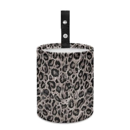 Renewold Leopard Gray Car Trash Can Bin Automotive Front Back Seat Garbage Cans Vehicle Trash Bag with Adjustable Button Straps Auto Waster Container Camping Hiking Beach Storage Bag Waterproof - color: Leopard Gray