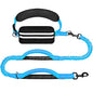 Hands Free Dog Leash with Zipper Pouch, Running Waist Leash for Dog Walking, Adjustable Waist Belt for Large Dogs, Reflective Bungee Design with Two Handle for Hiking, Training, Sky Blue - color: Sky Blue