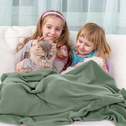 Buryeah 10 Pcs Fleece Blanket Bulk Soft Warm Fleece Blankets Cozy Lightweight Throw Blankets Plush Pet Throw Blanket for Home Bed Sofa Office Wedding Gifts Travel(50" X 60",Army Green) - color: Army Green