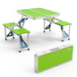 VINGLI 4Ft Portable Folding Picnic Table Camping Table Foldable Set with 4 Seats with Umbrella Hole Suitcase Card Table-220 Lbs Support Aluminum Frame, Plastic RV Tabletop for Yard, Travel-Black - color: Green