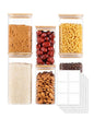 GIRAFFYCO Glass Food Storage Jars with Airtight Lids Wide Mouth Pantry Containers, Thick BPA-Free Glass, Moisture & Insect Resistant, Customizable Labels Included 25 oz x 2|38 oz x 2|50 oz x 2 - size: Set of 6 - Mixed Sizes (25/38/50 oz)