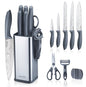 RAXCO Kitchen Knife Set,10-Piece Stainless Steel Knife Set with Block,Gray | Pro-Sharpened Kitchen Knives,Space-saving Compact Organizer for Small Kitchen,RV,Apartment and Dorm - color: Damascus