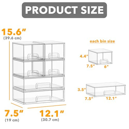 SpaceAid Bottle Storage Organizer Baby - Acrylic Bottles Station Organizer Container, Stackable Clear Drawers for Countertop, Vanity, Bathroom, Cabinet, Pantry Organization, 6 Pack, 4S2L, 15.6"H - size: 15.6"H, 6 Pack, 4S2L