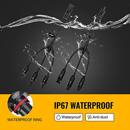BougeRV Solar Y Branch Connectors Solar Panel Parallel Connectors 1 to 3 Solar Cable Wire Plug Tool Kit (2 Pairs M/FFF and F/MMM) - size: 2 Pairs/M/FFF and F/MMM