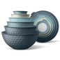 COOK WITH COLOR Mixing Bowls with Lids - 12 Piece Plastic Nesting Bowls Set includes 6 Prep Bowls and 6 Lids, Microwave Safe Mixing Bowl Set, Blue Embossed - color: Blue Embossed