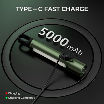 ADDplus Magnetic Flashlight Rechargeable,2000LM 5000mAh Flashlights High Lumens with 18 Modes,Waterproof, Adjustable,Powerful Flash Light,Multi-Flashlights for Home,Car,Hiking,Camping(1, Green) - color: Green