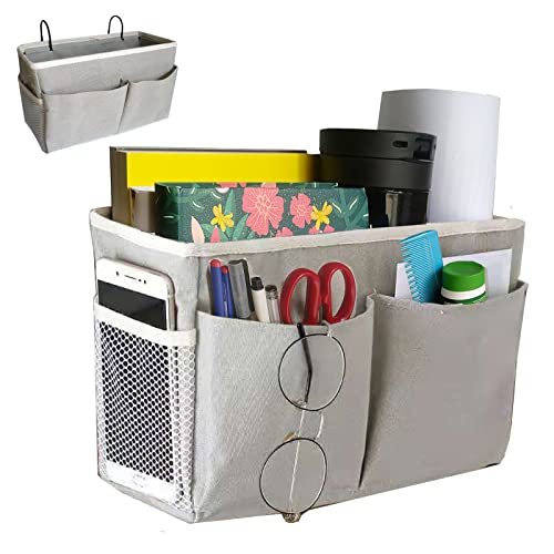 SMALL GOAL Bedside Caddy, Bedside Hanging Storage Organizer for College Dorm , Bunk and Hospital Beds, Can be Placed Books, Phones,Keys, Glasses，Magazine Holder (grey, 1) - color: Grey