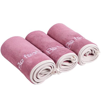 Microfiber Gym Towel Set for Men Women, Super Soft and Quick-Drying Towels for Fitness, Yoga, Cycling, Swimming (Dark Pink, 3 Pack) - color: Dark Pink