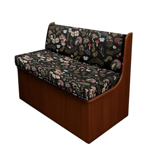 Cottagecore Mushroom Snail Moth Fern Pattern RV Dinette Cushion Covers Camper Sofa Cushion Cover Stretchable RV Dinette Seat Covers 2Pcs with Backrest & Bench Cover, 2 Sets - color: Cottagecore Mushroom Snail Moth Fern