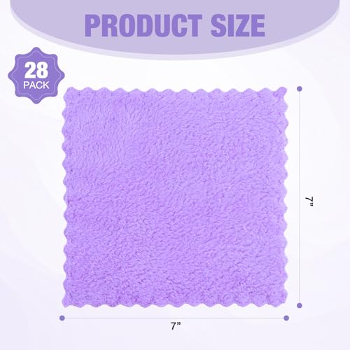 28 Pack Makeup Remover Cloths, Super Soft Premium Coral Velvet Facial Cleansing Towels 7x7 Inch, Highly Absorbent Microfiber Reusable Washcloths for Face, Eye, Lips