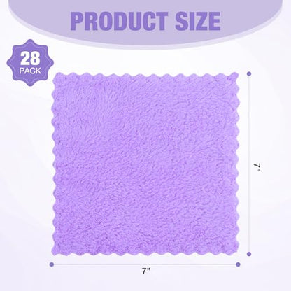 28 Pack Makeup Remover Cloths, Super Soft Premium Coral Velvet Facial Cleansing Towels 7x7 Inch, Highly Absorbent Microfiber Reusable Washcloths for Face, Eye, Lips