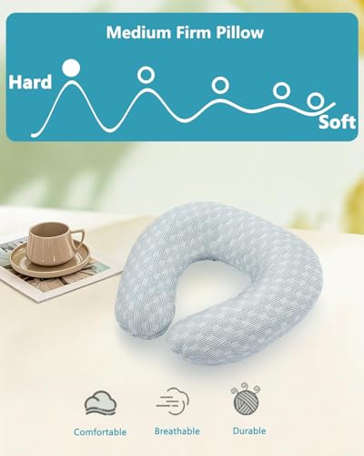 Buckwheat Neck Pillow with Dual-Layer Pillowcase, 12''x12'' Adjustable Firm U Shaped Pillows, Breathable for Cool Sleep, Neck Support Buckwheat Hulls Pillow for Back Sleeper (Grey) - color: 3d-grey