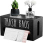 Trash Bag Dispenser, Wall Mount Trash Bag Holder Dispenser with Lid Wooden Kitchen Trash Bag Roll Organizer Plastic Garbage Bag Storage for Cabinet. (Black) - color: Black