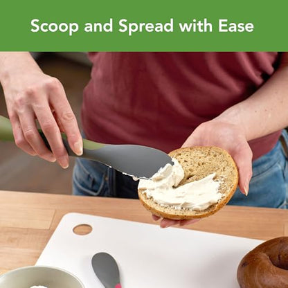 Tovolo Scoop and Spread Large Dual End Silicone Sandwich Spreader Tool with Nylon Handle, BPA Free Dishwasher Safe Silicone and Nylon Tool for Spreading and Scooping, Thyme Green and Charcoal Gray - color: Thyme & Charcoal, size: Large