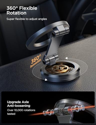 JOYROOM Fits iPhone 16/16 Pro Max MagSafe Car Mount, [All Metal & 360° Adjustment] Magnetic Phone Holder for Car with N55 Strong Magnets, Car Mount for iPhone 16 15 14 13 12 & MagSafe Case, Space Gray - color: Silver