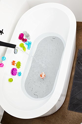 Boon GRIFFLE Textured Non Slip Baby Bath Tub Mat with Hanging Hook and Drain Holes, Gray - style: Griffle