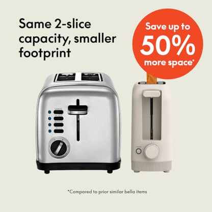 bella 2 Slice Slim Toaster, Fits-anywhere™ Kitchenware, 6 Setting Shade Control with Reheat & Cancel Buttons, Fits sourdough, 10” Long Slot, Anti Jam & Auto Shutoff, 900 Watt, Oatmilk - color: Oatmilk, size: 2 Slice