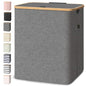 BALEINE Laundry Hamper with Lid, Tall Laundry Baskets with Bamboo Pull Handles, Large Laundry Bin with Internal Support (36 Gal/140L, Grey) - color: Grey, size: 140 liters