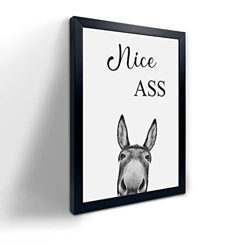Donkey Animal Prints Toilet Room Decor,Nice Ass Quotes Bathroom Sign, Funny Bathroom Decor Bathroom Signs, Funny Bathroom Wall Art, Bathroom Decor Poster, Toilet Art, Guest Bathroom Wall Decor - color: Donkey Animal Prints, size: 8"L x 10"W