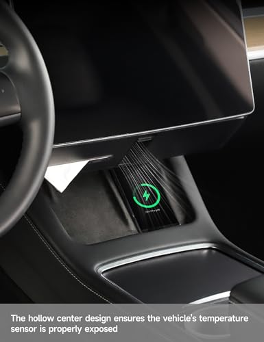 TPARTS Hidden Magnetic (Under Screen) Storage Box for Tesla Model 3/Y with Open-Close Design Center Console Organizer Dashboard Vehicle Tissue Holder with Smart Warm White Light - size: MY (20-24)/M3 (21-23)