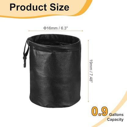 HARFINGTON 3 Packs Car Trash Can 0.9 Gallon Foldable Leak-Proof Garbage Organizer Portable Hanging Waterproof Truck Trash Bins for Van Automotive Vehicle Front Seat, Black - color: Black