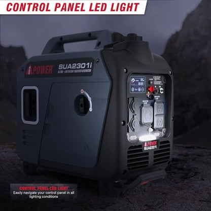 A-iPower Portable Inverter Generator, 2300W RV Ready, EPA & CARB Compliant CO Sensor, Portable Ultra-Light Weight For Backup Home Use, Tailgating & Camping (SUA2301i)