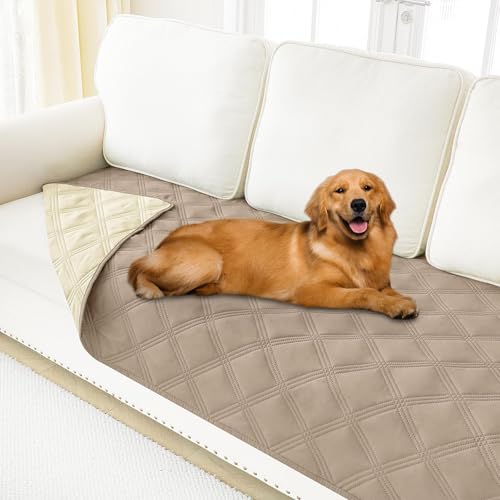 Smiry Waterproof Dog Bed Cover Blanket 40x80, Soft Reversible Pet Blanket, Washable Leakproof Cats Dogs Couch Cover for Sofa, Couch, Furniture, Taupe/Beige - color: Taupe/Beige, size: 40x80 Inch