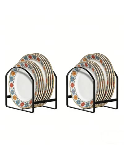 LINFIDITE 2 Pack Kitchen Plate Holder Organizer for Cabinet Space Saver Dinner Dish Plate Storage Rack Upright Dish Drying Racks Metal Dish Racks Stand for Cupboard and Countertop Large Black - color: Black, size: 2large Semicircle